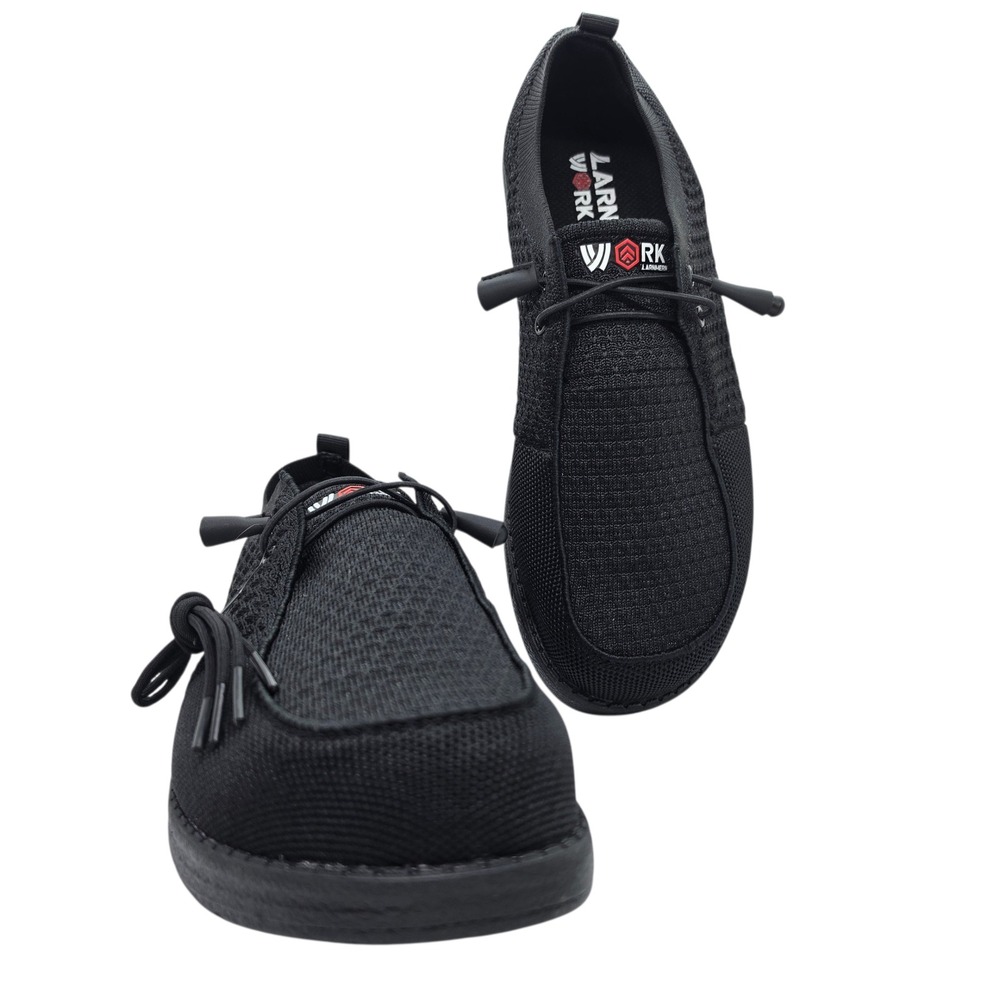 Larnmern Mens Steel Toe Work Shoes Black Knit SlipOn Safety Loafers LSA21124 9XW